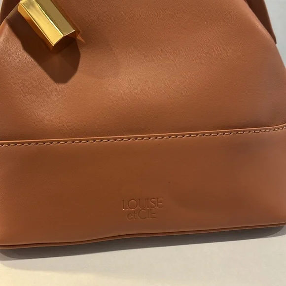 Like NEW Louise et Cie Isel Leather Toasted Almond Frame Novelty Curve Handle - Picture 10 of 13